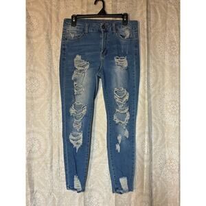 Women’s Rue 21 Curvy High Rise Ankle Jeggings Ripped Size 8